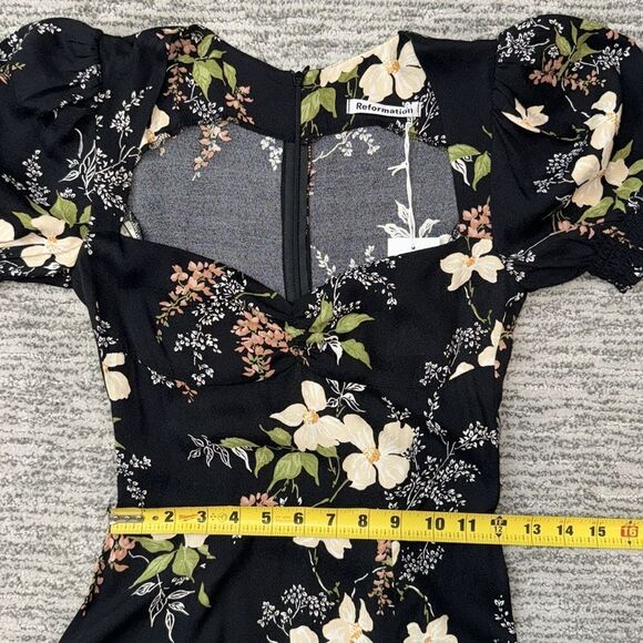 NWT Reformation Lacey Smocked Sleeve Dress Isabella Size 0 - Picture 10 of 16